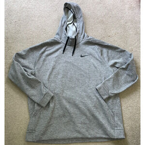Nike Dri Fit Mens Gray Thermal Fleece Hooded Sweater Sz 3XL Athleisure Gym Train